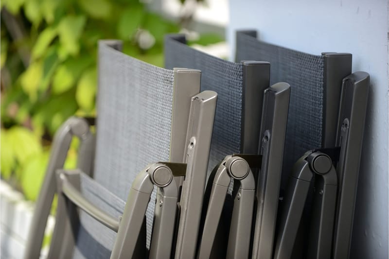 Solana Matgrupp Utomhus 88 cm + 4 Positionsstolar - Grå - Utemöbler - Utegrupp - Matgrupper utomhus