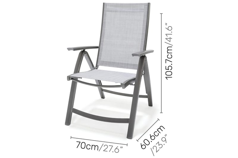 Solana Matgrupp Utomhus 88 cm + 4 Positionsstolar - Grå - Utemöbler - Utegrupp - Matgrupper utomhus