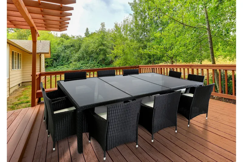 Stockevik Matgrupp Utomhus 220 cm + 10 st Matstolar Utomhus - Antracit - Utemöbler - Utegrupp - Matgrupper utomhus