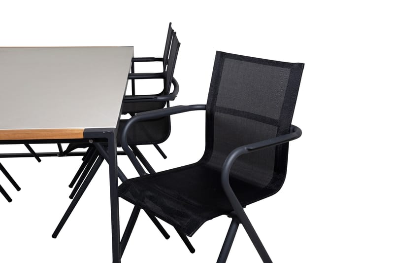 Texas Matgrupp Utomhus 200cm + 6 Alina Matstolar - Svart/Grå - Utemöbler - Utegrupp - Matgrupper utomhus