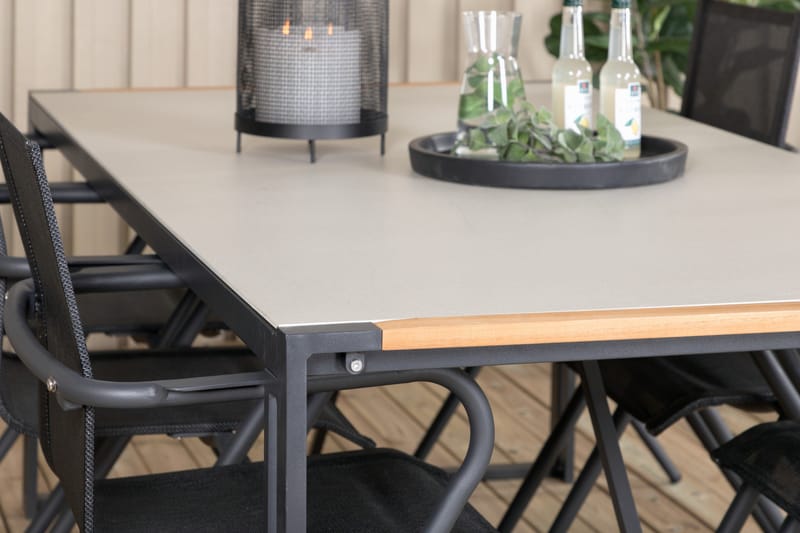 Texas Matgrupp Utomhus 200cm + 6 Alina Matstolar - Svart/Grå - Utemöbler - Utegrupp - Matgrupper utomhus