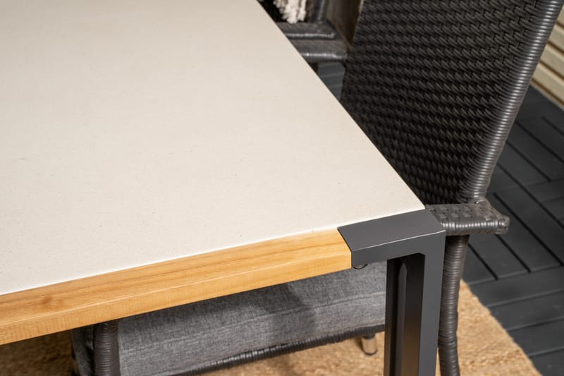 Texas Matgrupp Utomhus 200cm + 6 Anna Karmstolar - Svart/Grå - Utemöbler - Utegrupp - Matgrupper utomhus