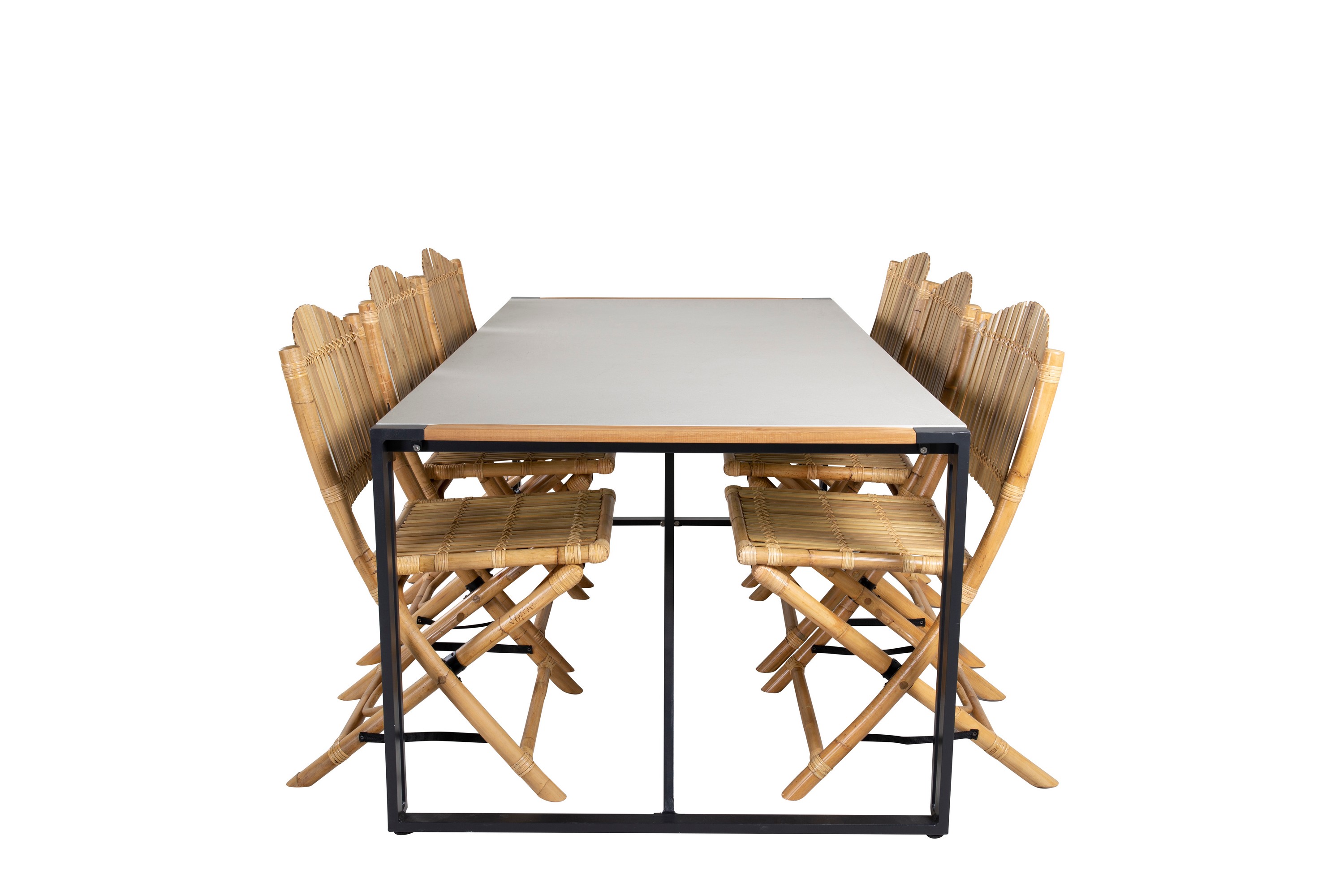 texas matgrupp utomhus 200cm + 6 cane matstolar - vit