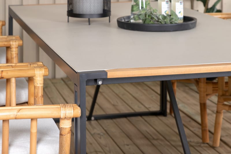 Texas Matgrupp Utomhus 200cm + 6 Cane Matstolar - Vit - Utemöbler - Utegrupp - Matgrupper utomhus