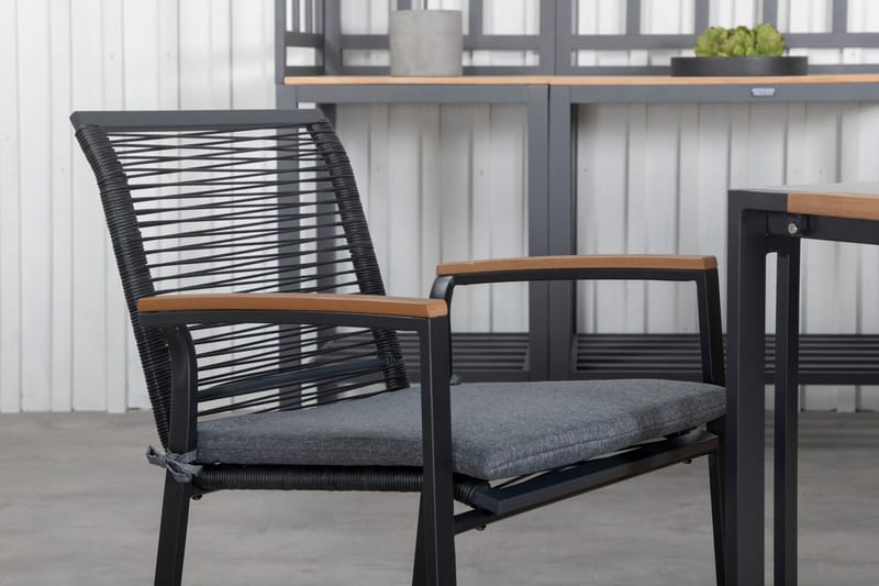 Texas Matgrupp Utomhus 200cm + 6 Dallas Matstolar - Svart - Utemöbler - Utegrupp - Matgrupper utomhus