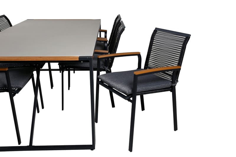 Texas Matgrupp Utomhus 200cm + 6 Dallas Matstolar - Svart - Utemöbler - Utegrupp - Matgrupper utomhus