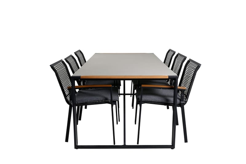 Texas Matgrupp Utomhus 200cm + 6 Dallas Matstolar - Svart - Utemöbler - Utegrupp - Matgrupper utomhus