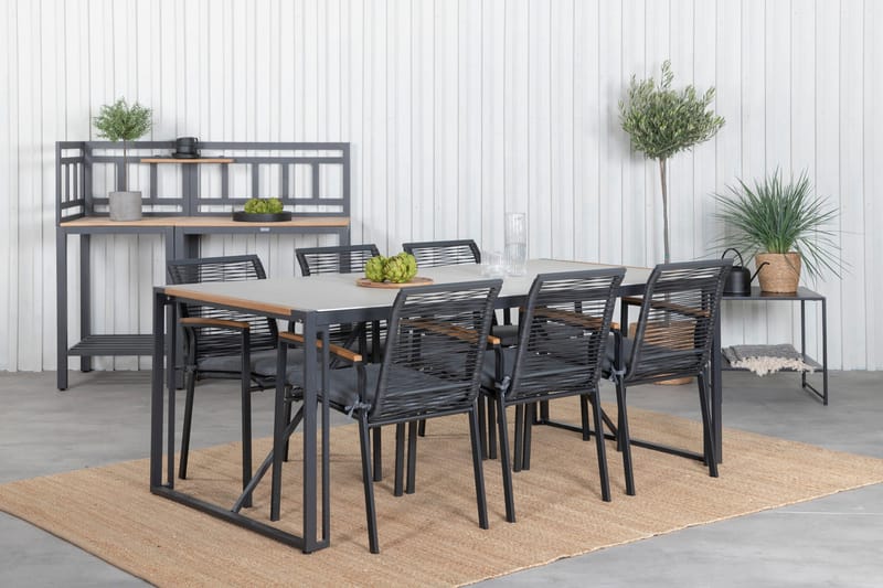 Texas Matgrupp Utomhus 200cm + 6 Dallas Matstolar - Svart - Utemöbler - Utegrupp - Matgrupper utomhus