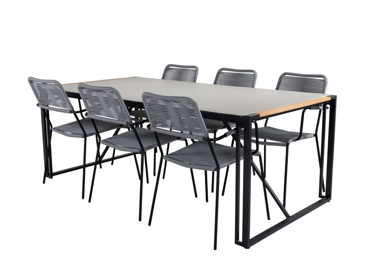 Texas Matgrupp Utomhus 200cm + 6 Lindos Karmstolar - Vit - Utemöbler - Utegrupp - Matgrupper utomhus