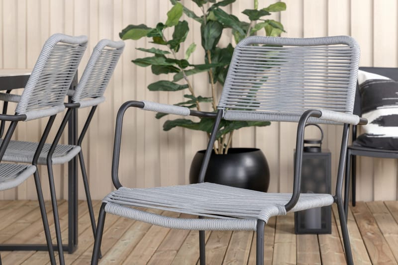 Texas Matgrupp Utomhus 200cm + 6 Lindos Karmstolar - Vit - Utemöbler - Utegrupp - Matgrupper utomhus