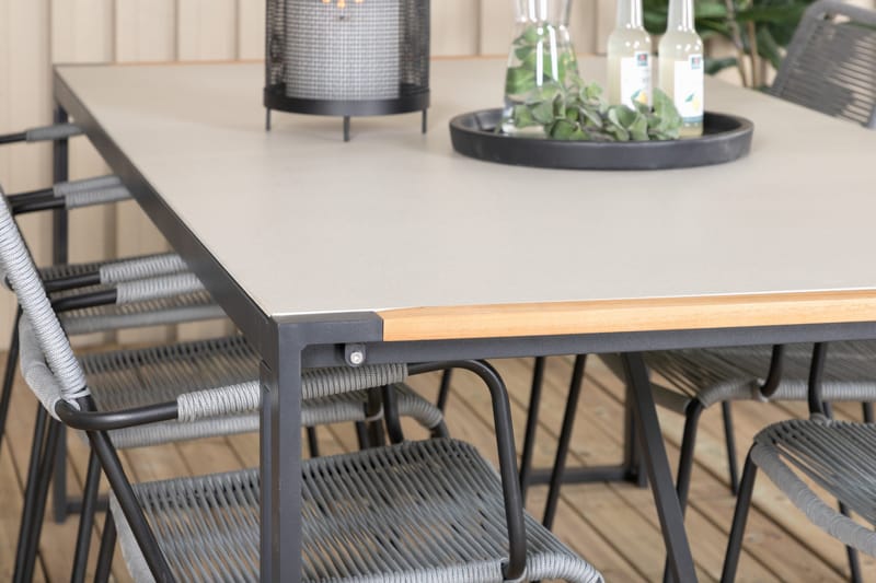 Texas Matgrupp Utomhus 200cm + 6 Lindos Karmstolar - Vit - Utemöbler - Utegrupp - Matgrupper utomhus