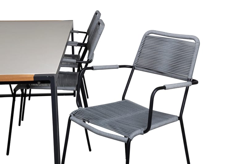 Texas Matgrupp Utomhus 200cm + 6 Lindos Karmstolar - Vit - Utemöbler - Utegrupp - Matgrupper utomhus