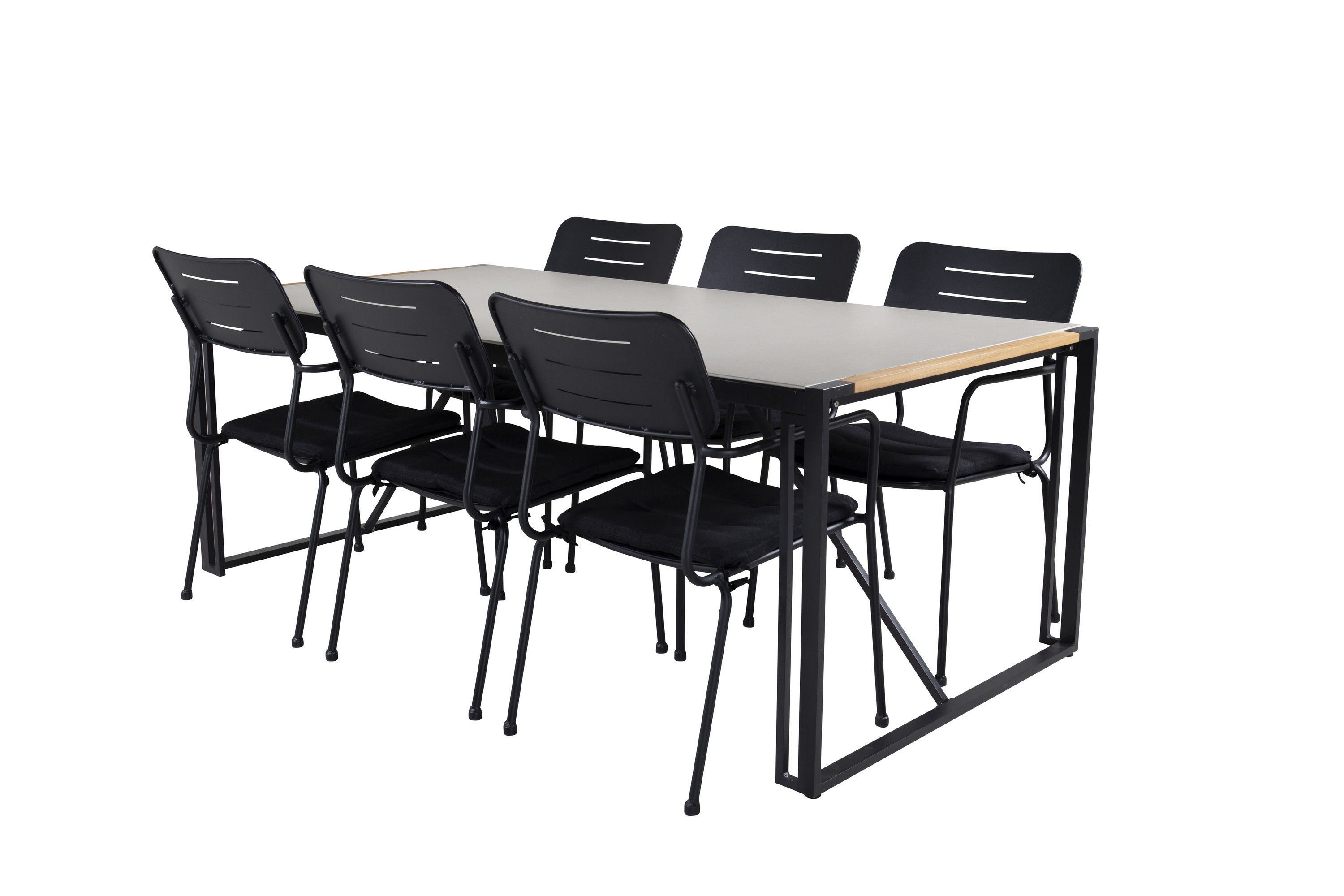 texas matgrupp utomhus 200cm + 6 nicke matstolar - svart