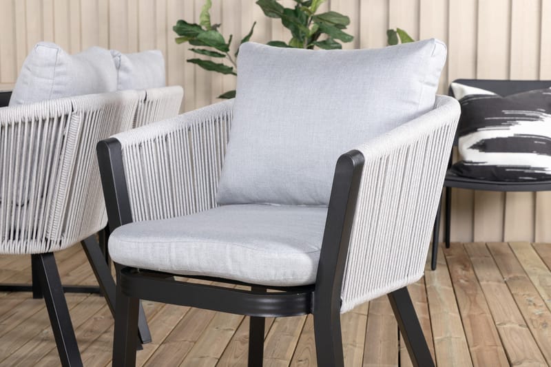 Texas Matgrupp Utomhus 200cm + 6 Virya Matstolar - Svart/Grå - Utemöbler - Utegrupp - Matgrupper utomhus