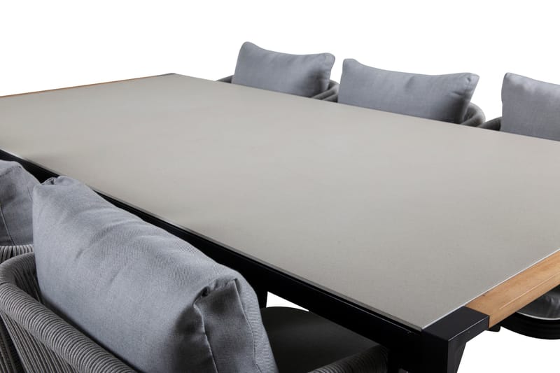 Texas Matgrupp Utomhus 200cm + 6 Virya Matstolar - Svart/Grå - Utemöbler - Utegrupp - Matgrupper utomhus