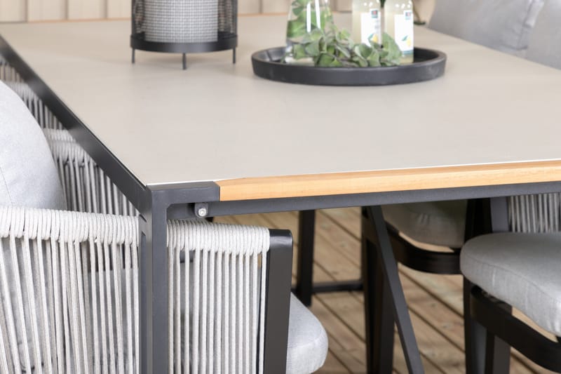 Texas Matgrupp Utomhus 200cm + 6 Virya Matstolar - Svart/Grå - Utemöbler - Utegrupp - Matgrupper utomhus