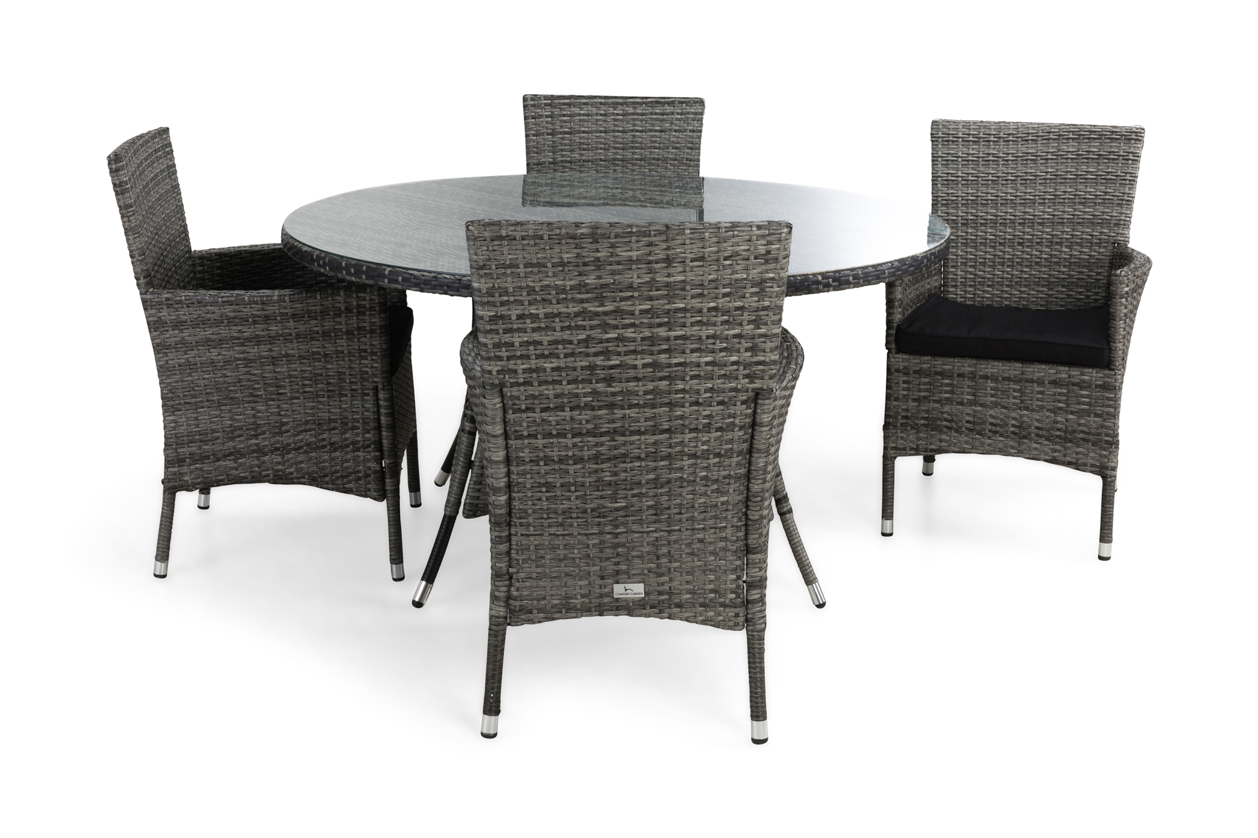 thor bord 140 + 4 fåtöljer lyx grå + dyna svart -