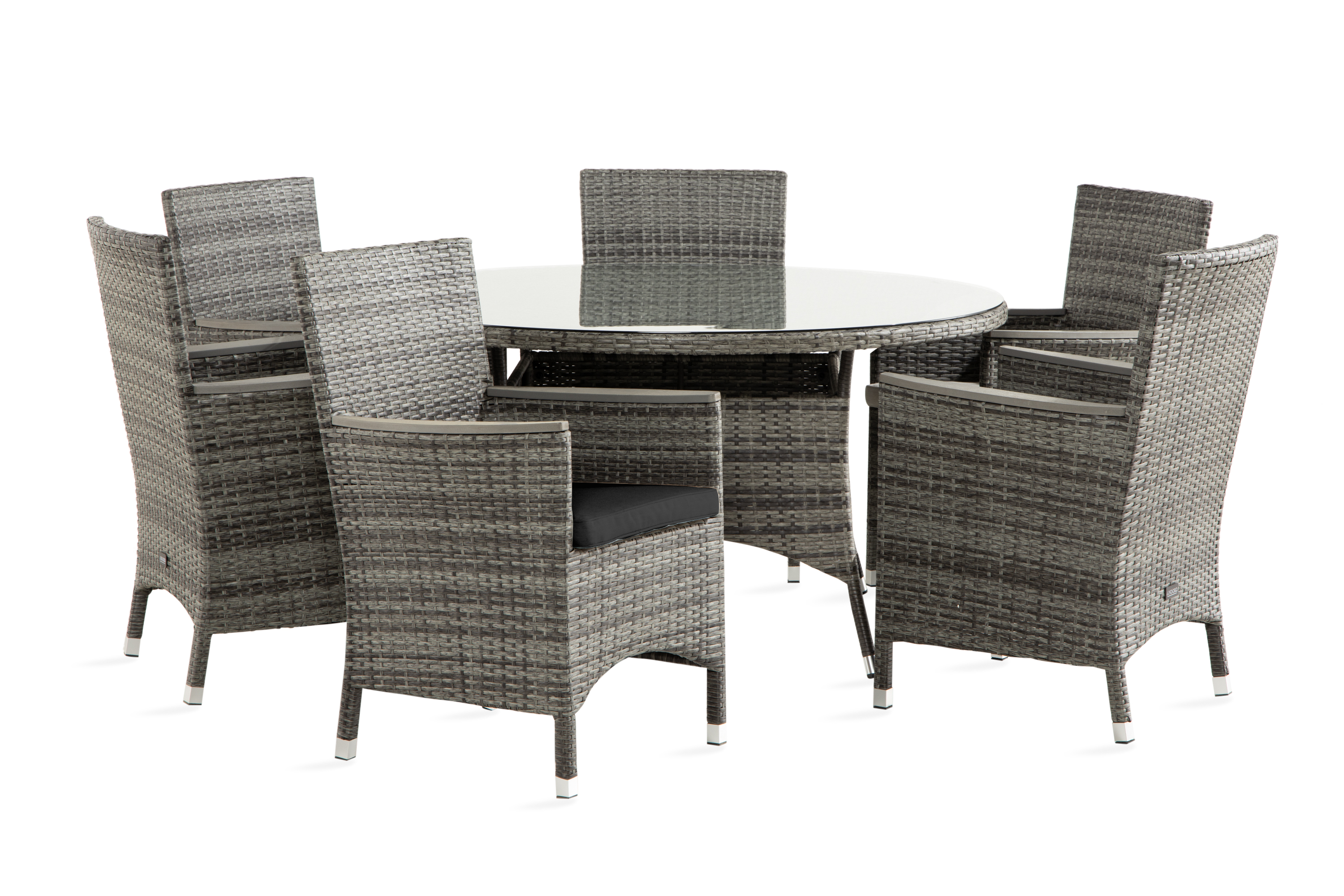 thor bord 140 + 4 fåtöljer lyx grå/aintwood + dyna svart -