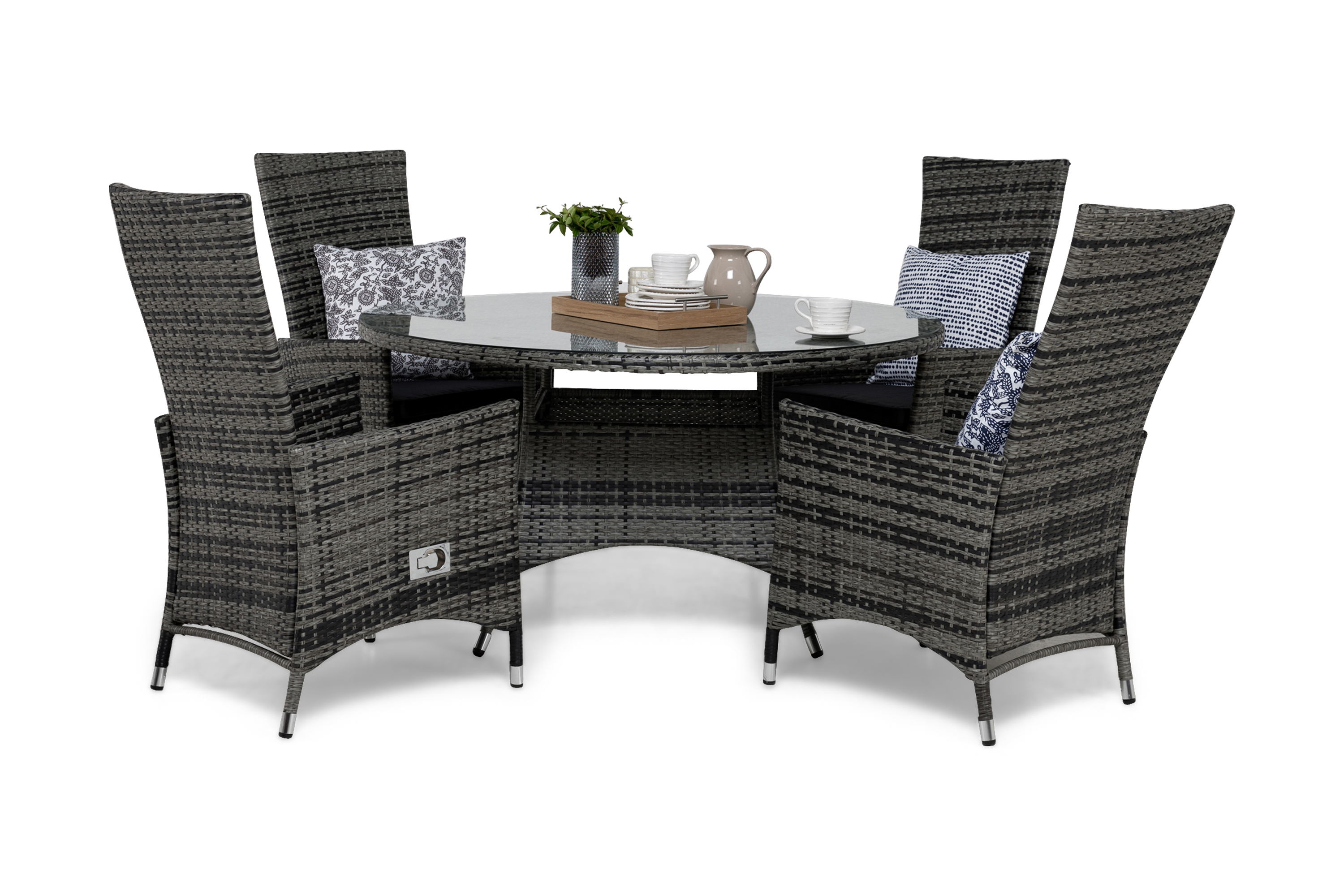 thor bord 140 + 4 jennie fåtölj grå + dyna grå -