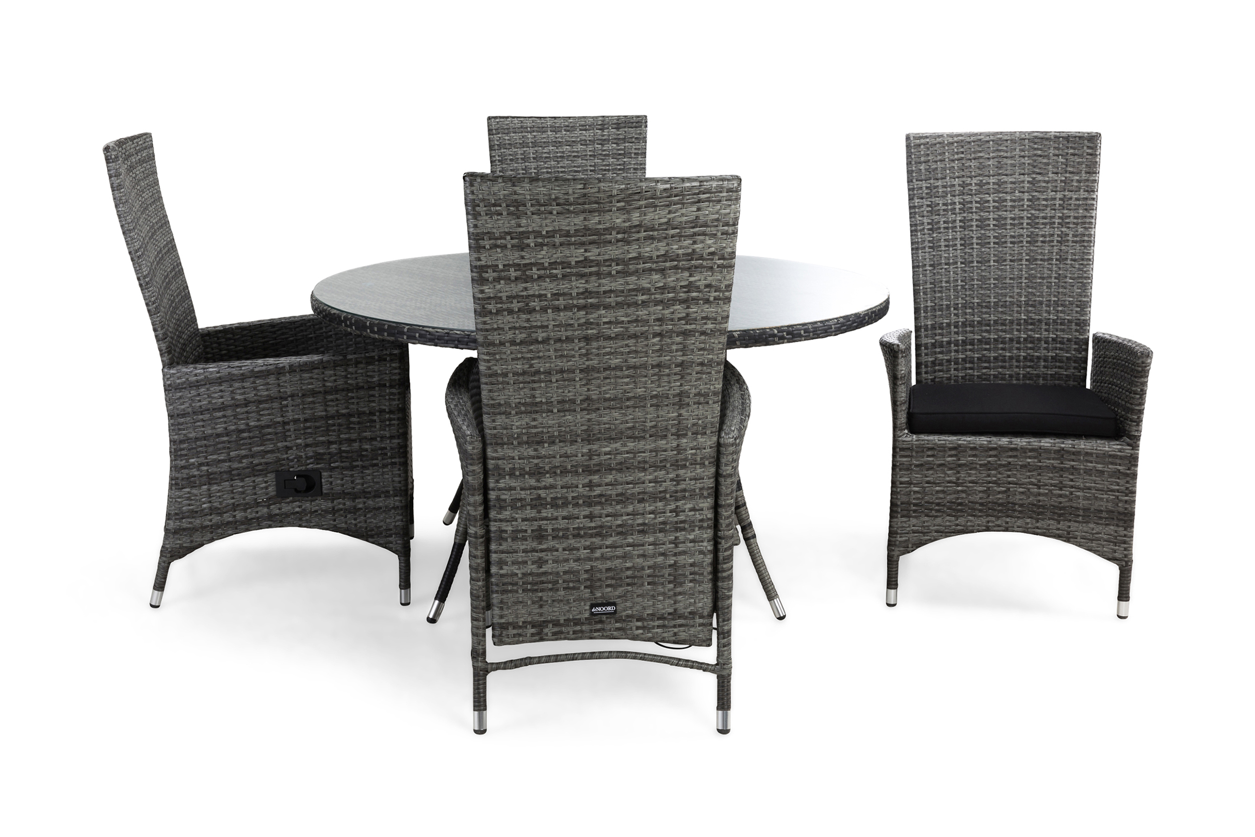 thor bord 140 + 4 jennie fåtölj ställbar grå + dyna svart -