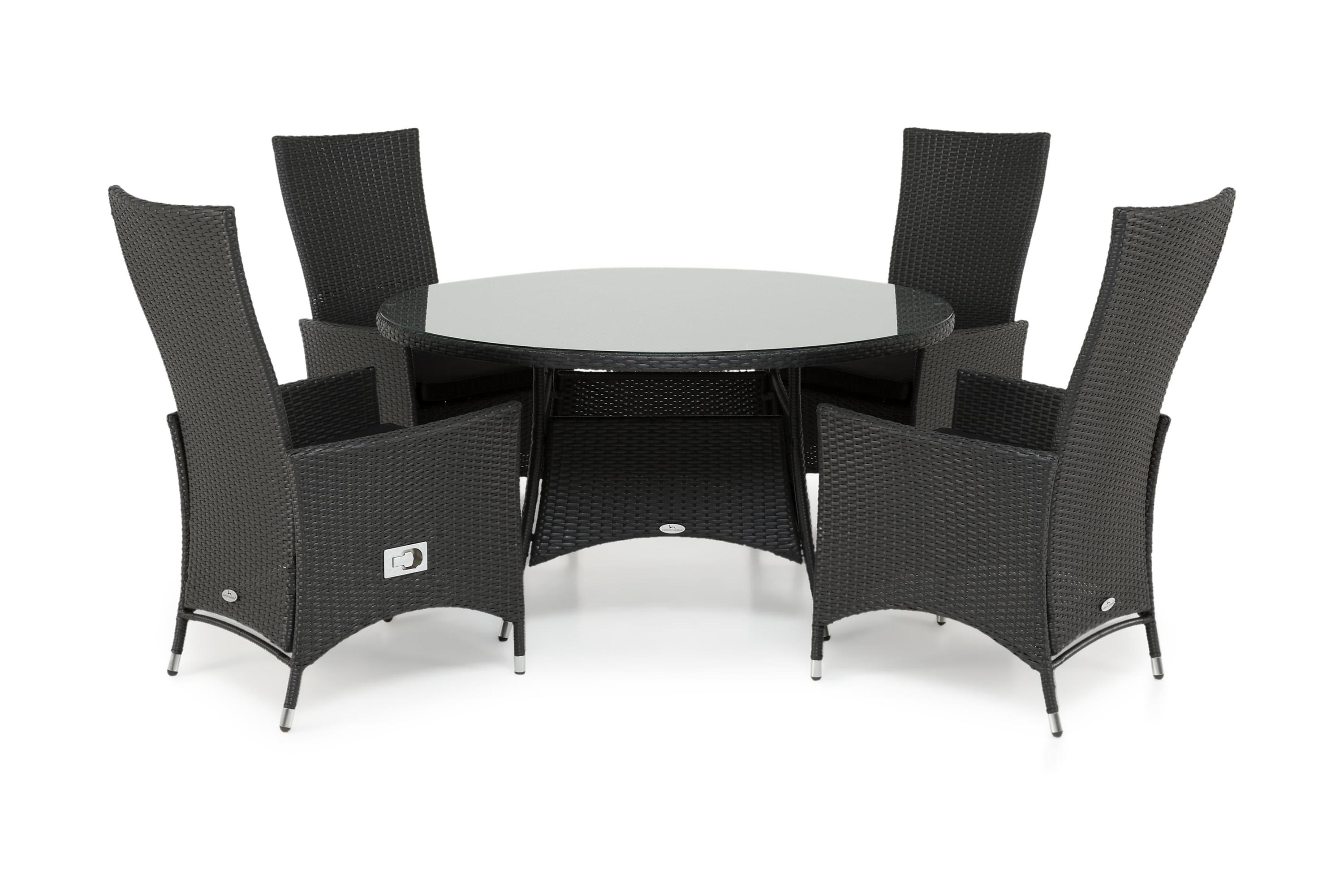 thor bord 140 + 4 jennie fåtölj ställbar svart -