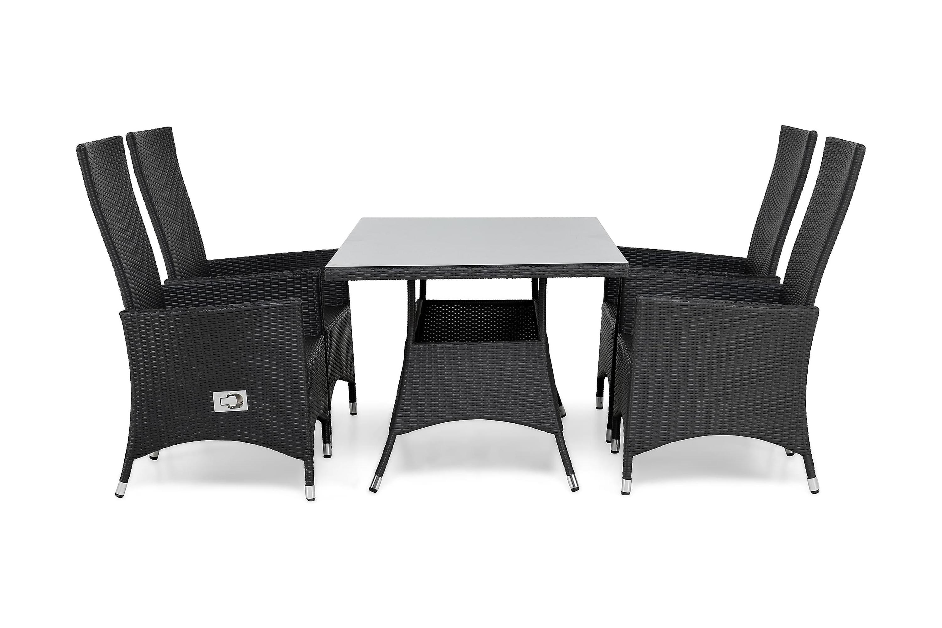 thor bord 140 + 4 jennie fåtölj ställbar svart -