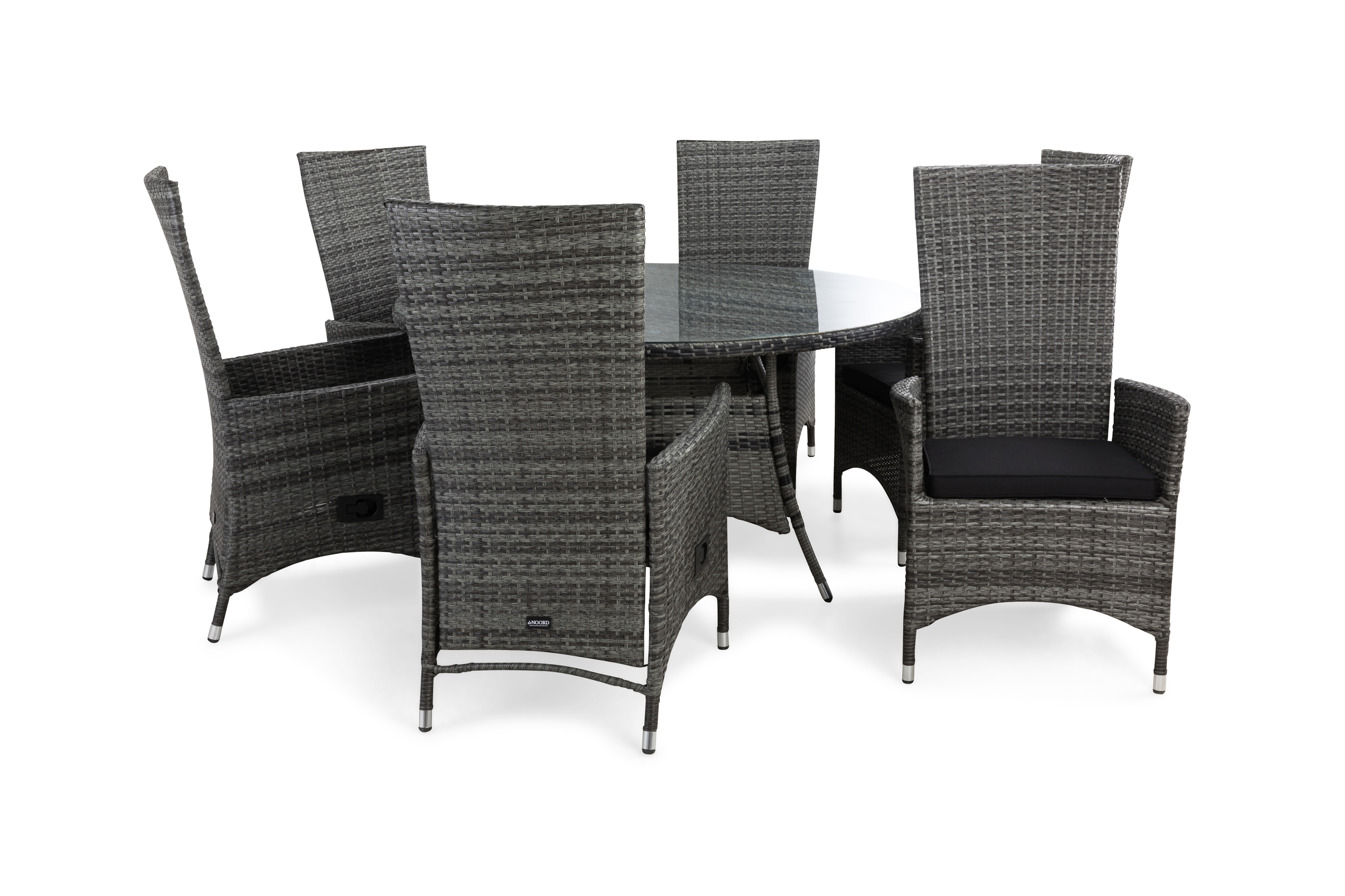 thor bord 140 + 6 jennie fåtölj grå + dyna svart -