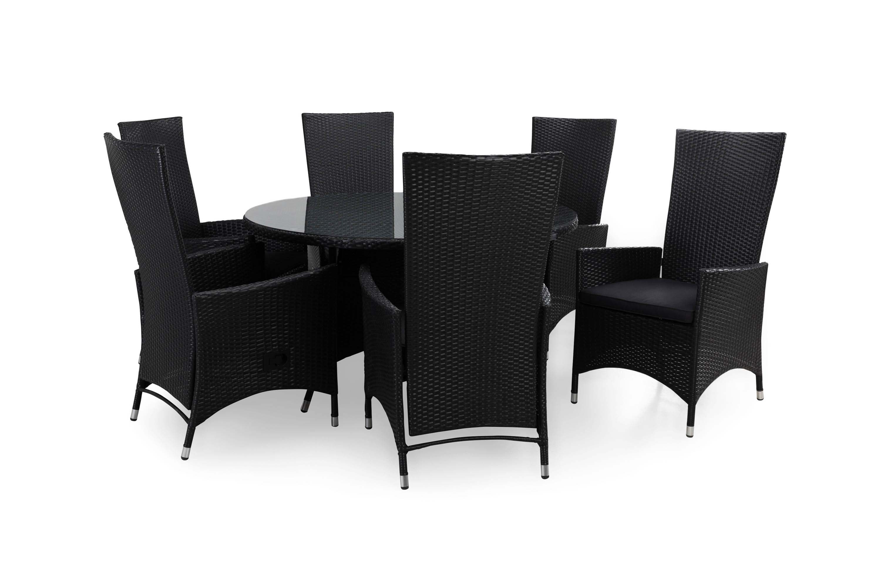 thor bord 140 + 6 jennie fåtölj ställbar svart + dyna grå -