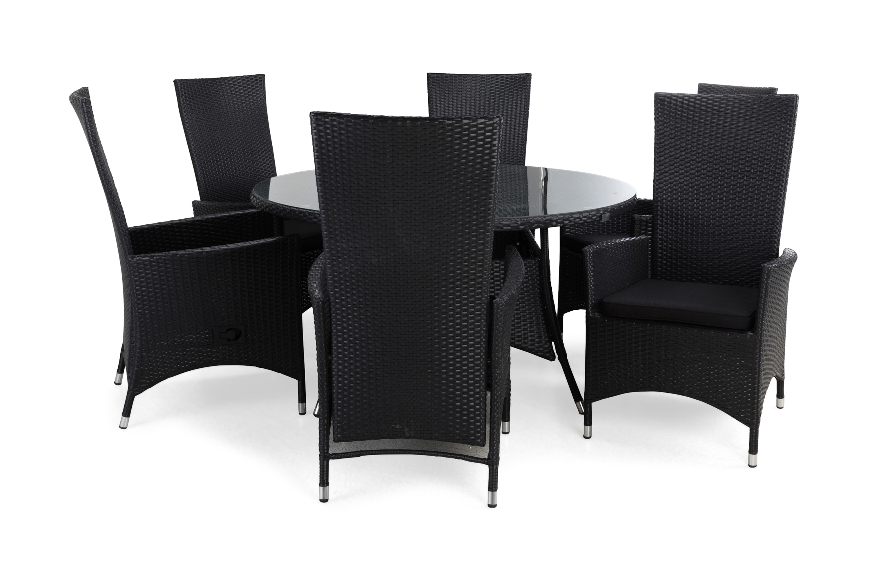 thor bord 140 + 6 jennie fåtölj ställbar svart + dyna svart -