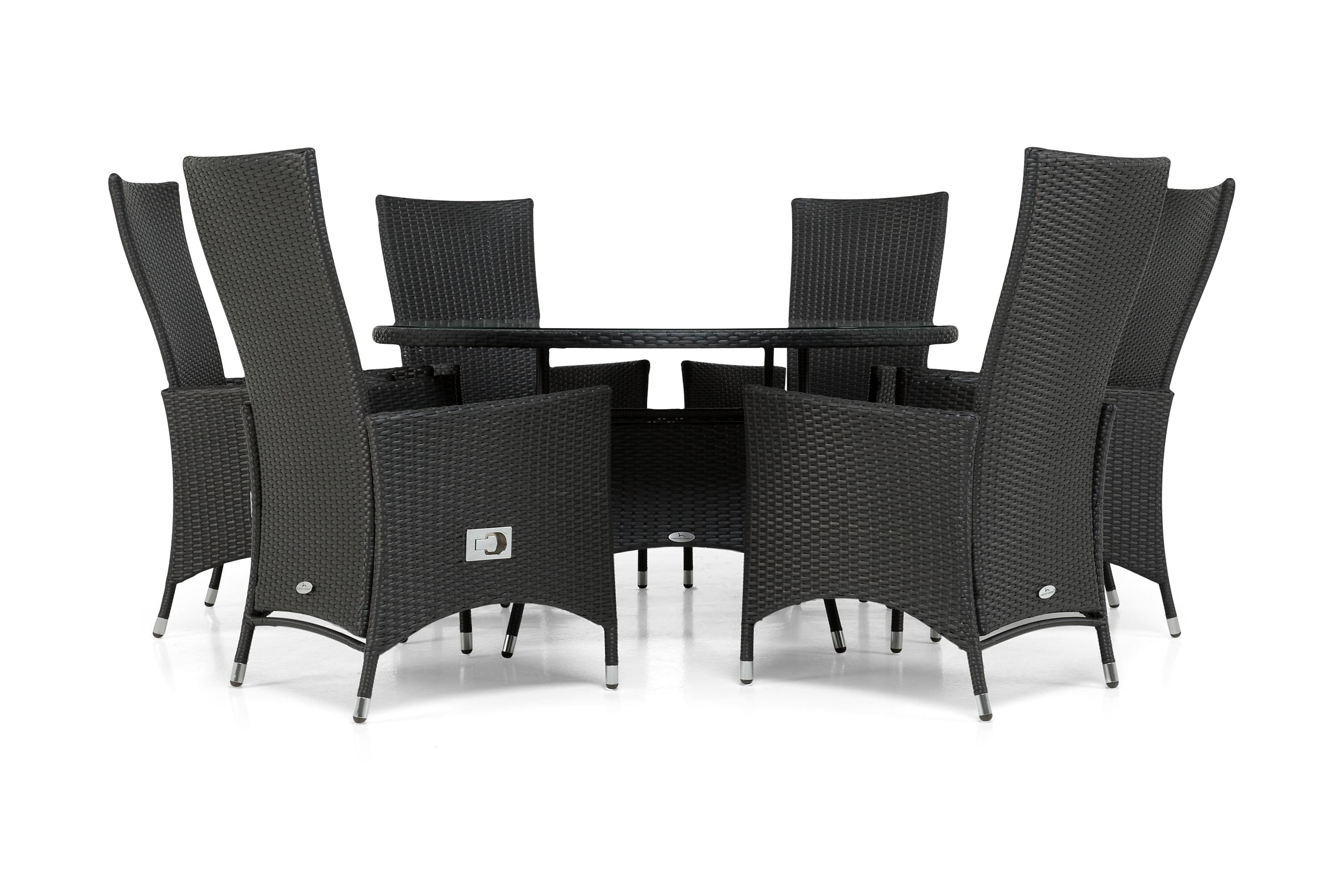 thor bord 140 + 6 jennie fåtölj ställbar svart -