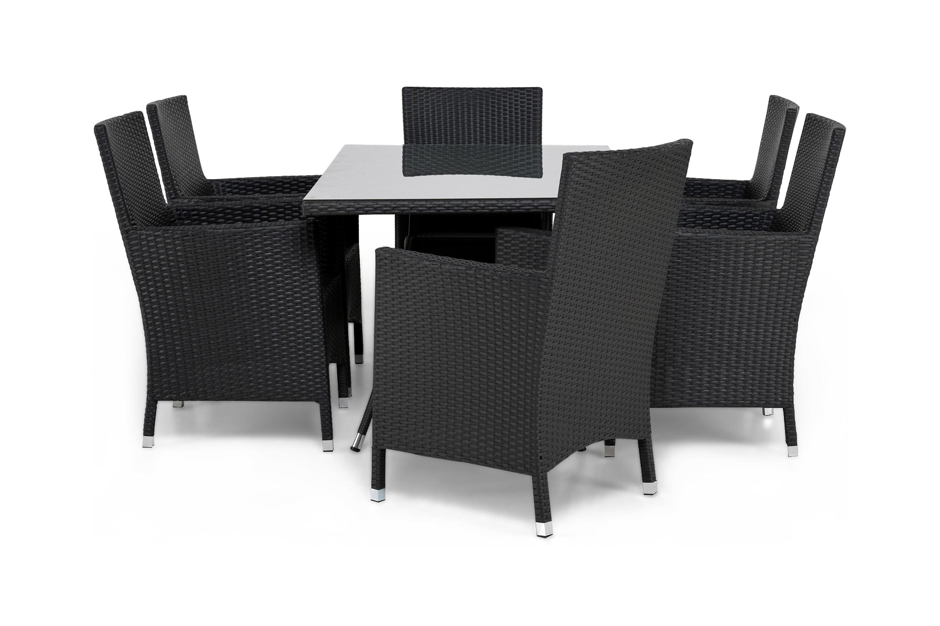 thor bord 140 + 6 lyx fåtölj svart -