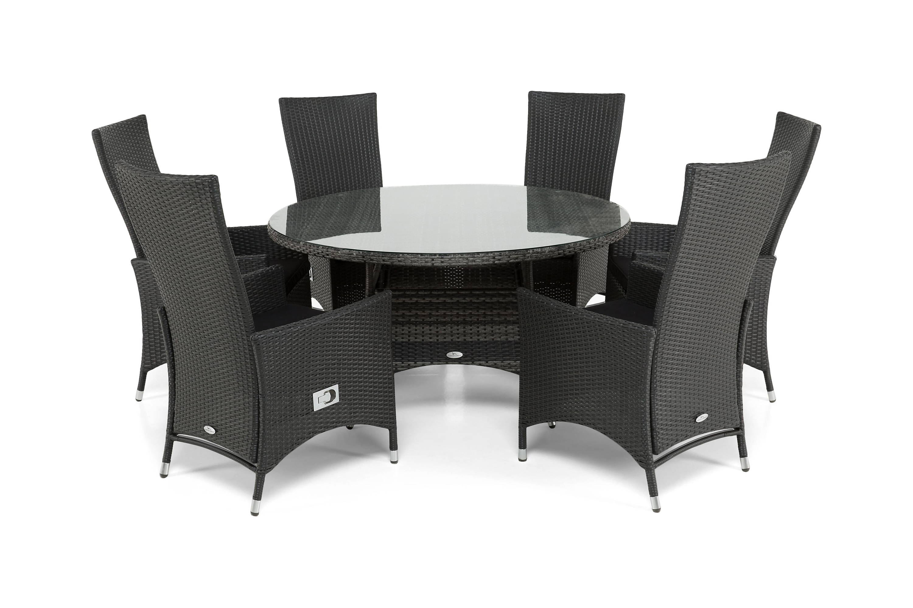 thor bord 140 grå + 6 jennie fåtölj ställbar svart -