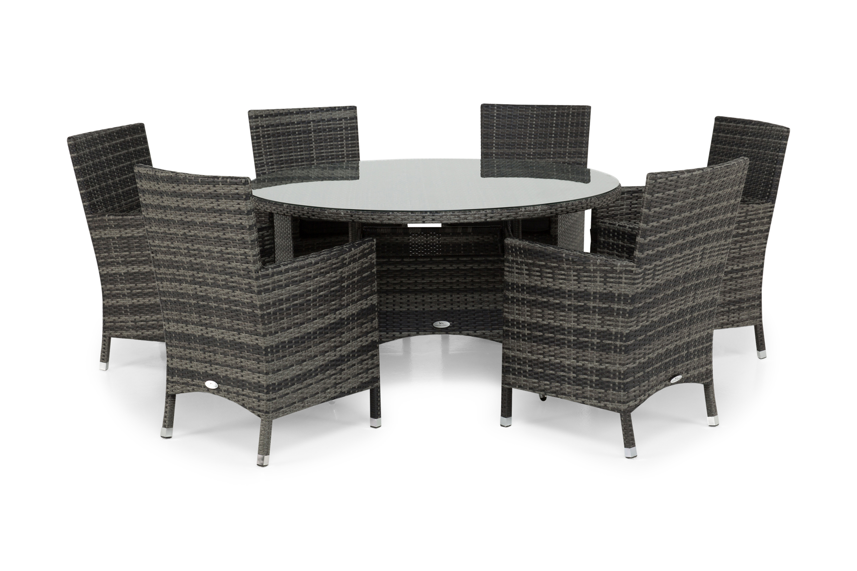 thor bord ø140 + 6 thor fåtölj grå -