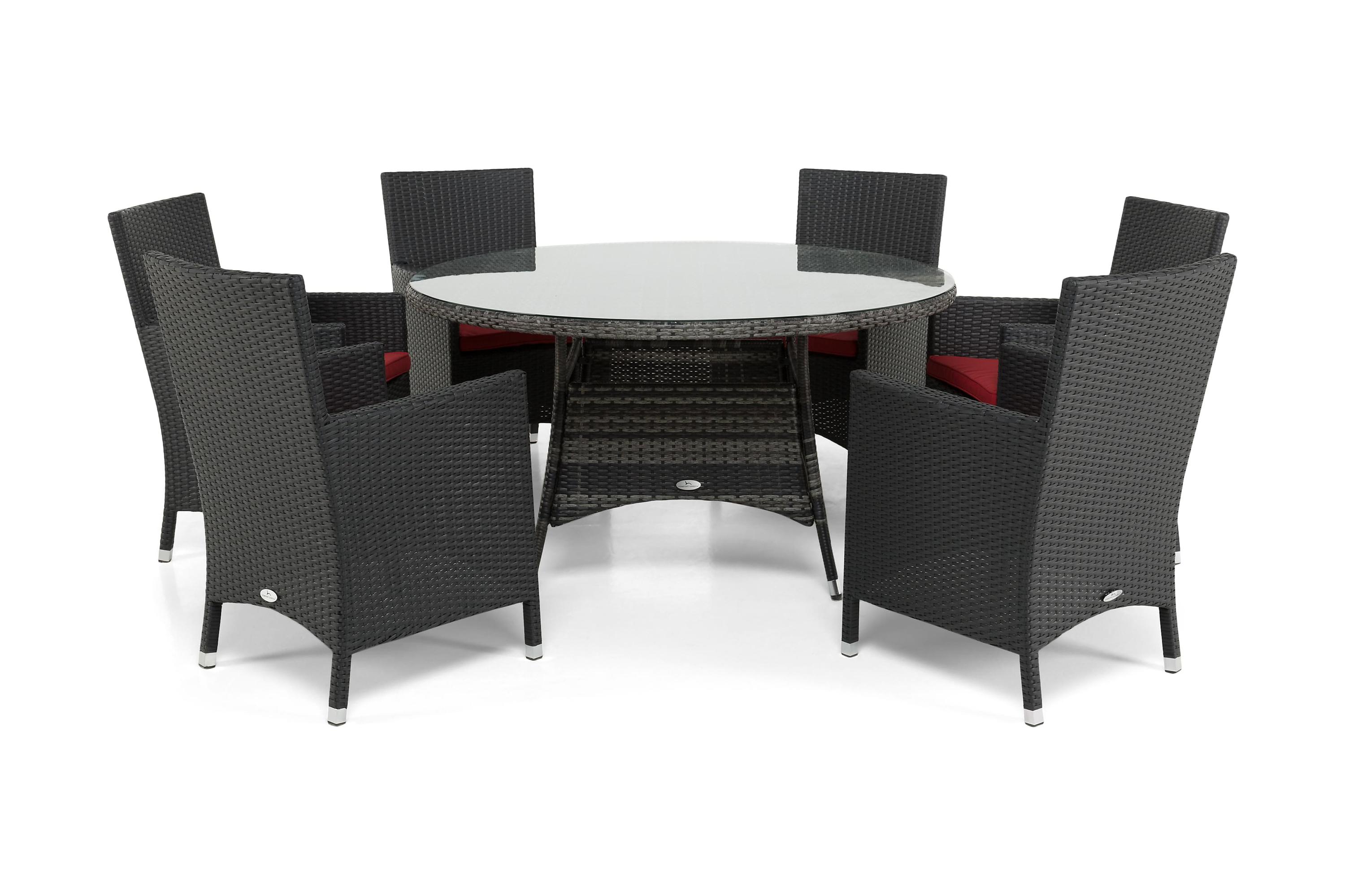 thor bord ø140 + 6 thor fåtölj svart -