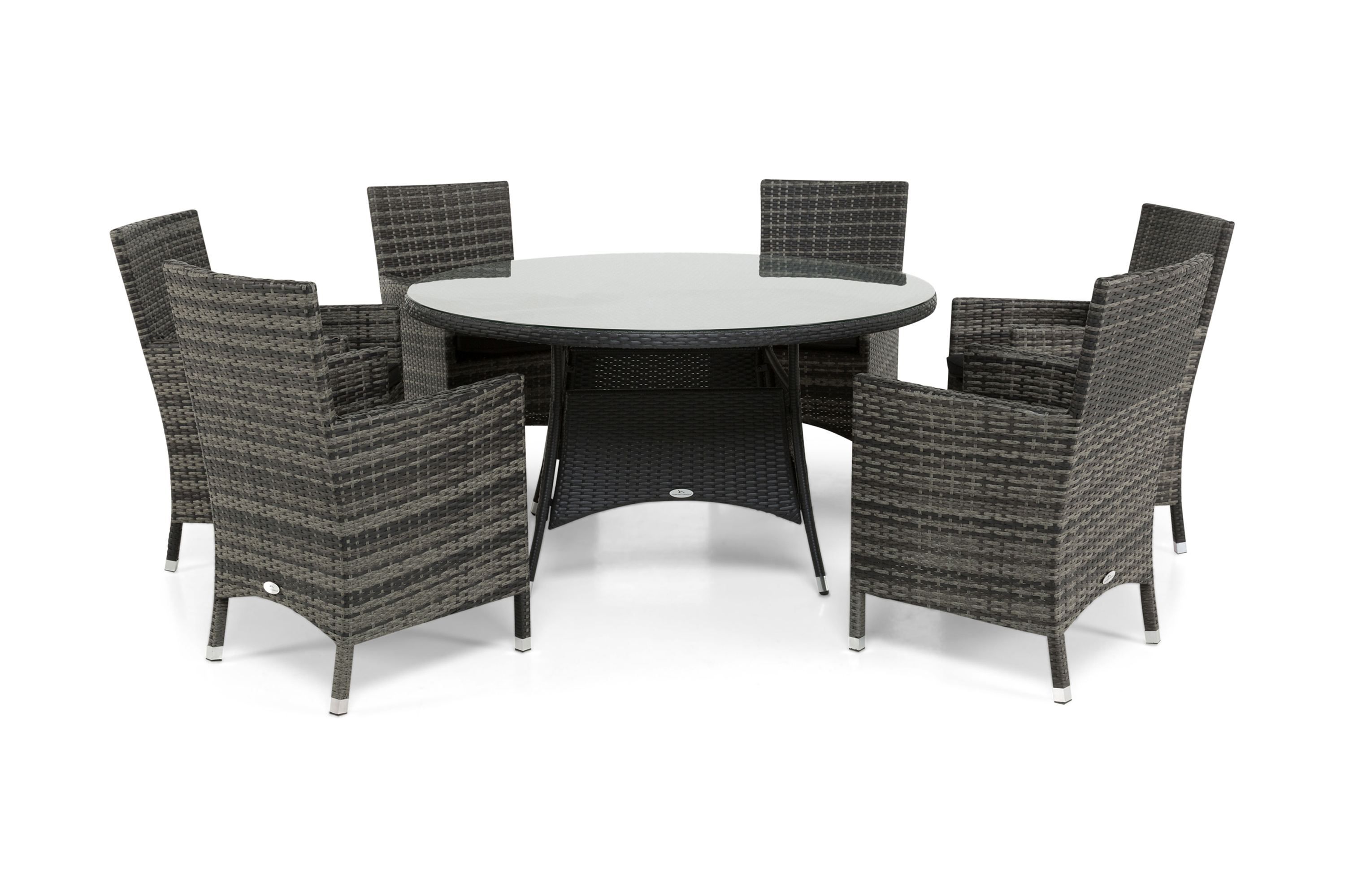 thor bord ø140 + 6 thor fåtölj svart/grå -