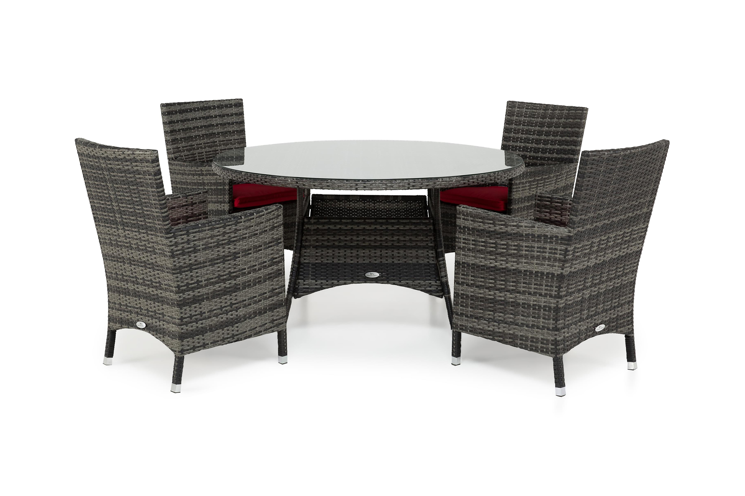 thor bord ø140 grå + 4 thor fåtölj grå -