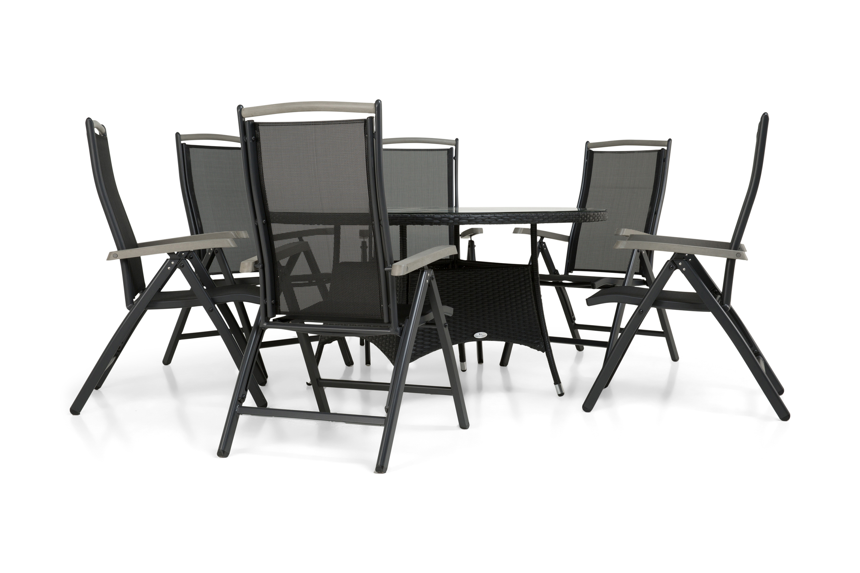 thor bord ø140 svart + 6 monaco positionsstol -