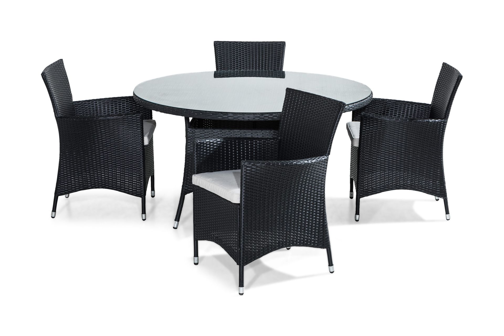 Thor Matgrupp 140 Rund + 4 Thor F&aring;t&ouml;lj m Dyna - Svart/Gr&aring;