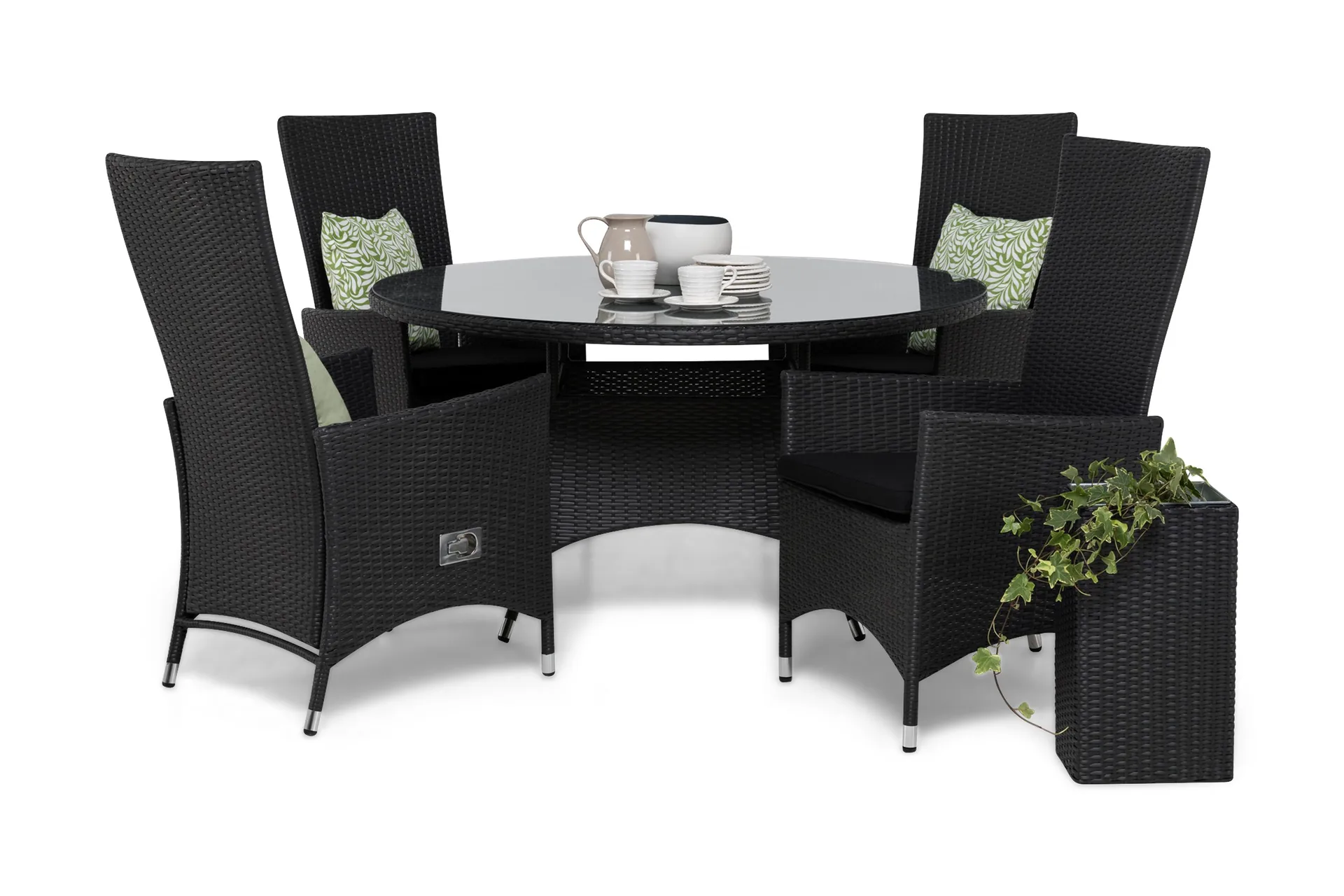 Thor Matgrupp &Oslash;140 + 4 Jenny St&auml;llbar F&aring;t&ouml;lj m Dyna - Svart