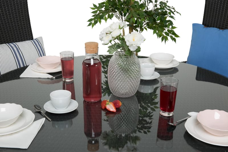 Thor Matgrupp Ø140 + 4 Jenny Ställbar Fåtölj - Svart - Utemöbler - Utegrupp - Matgrupper utomhus