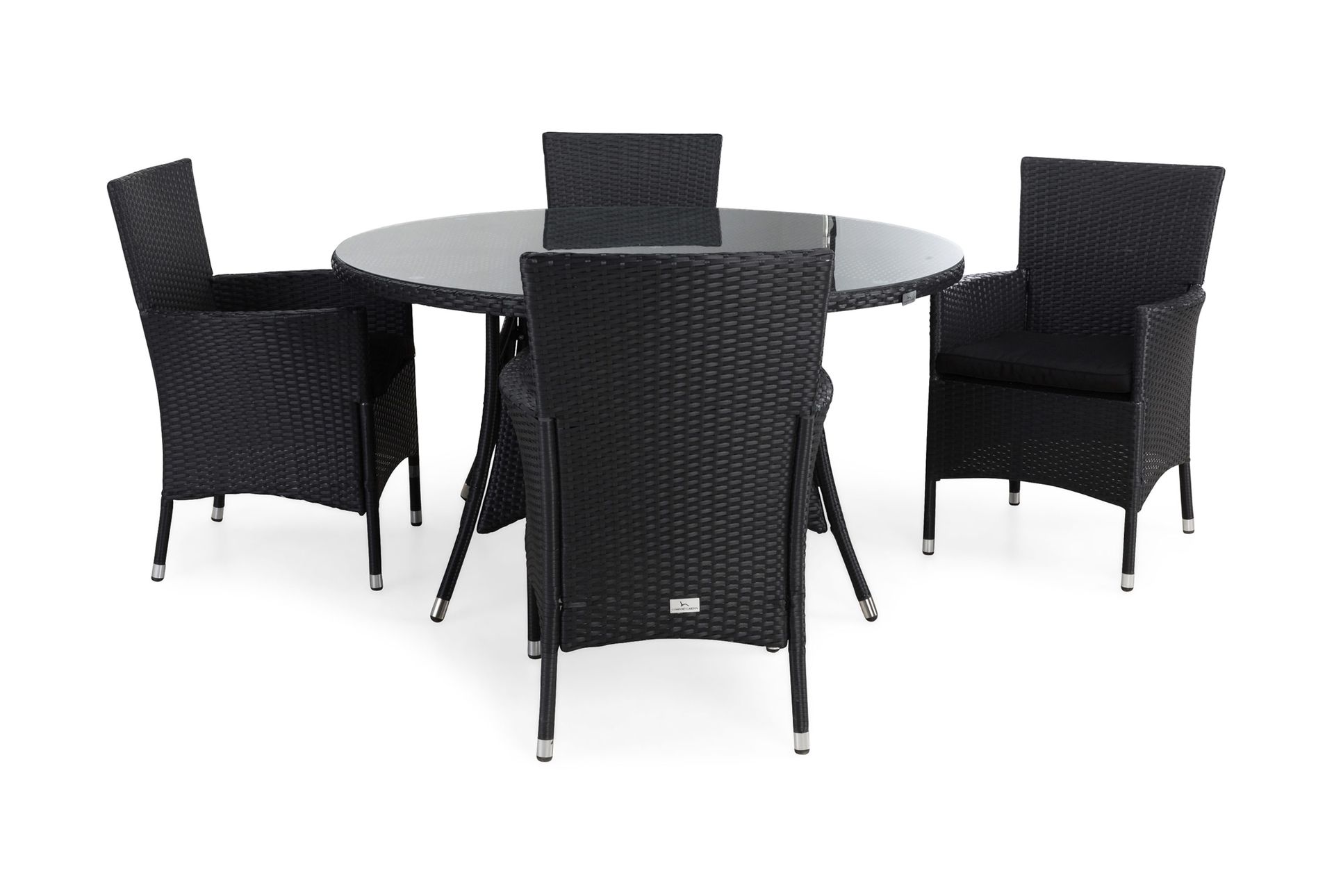 thor matgrupp ø140 + 4 thor fåtölj m dyna - svart/svart/svart