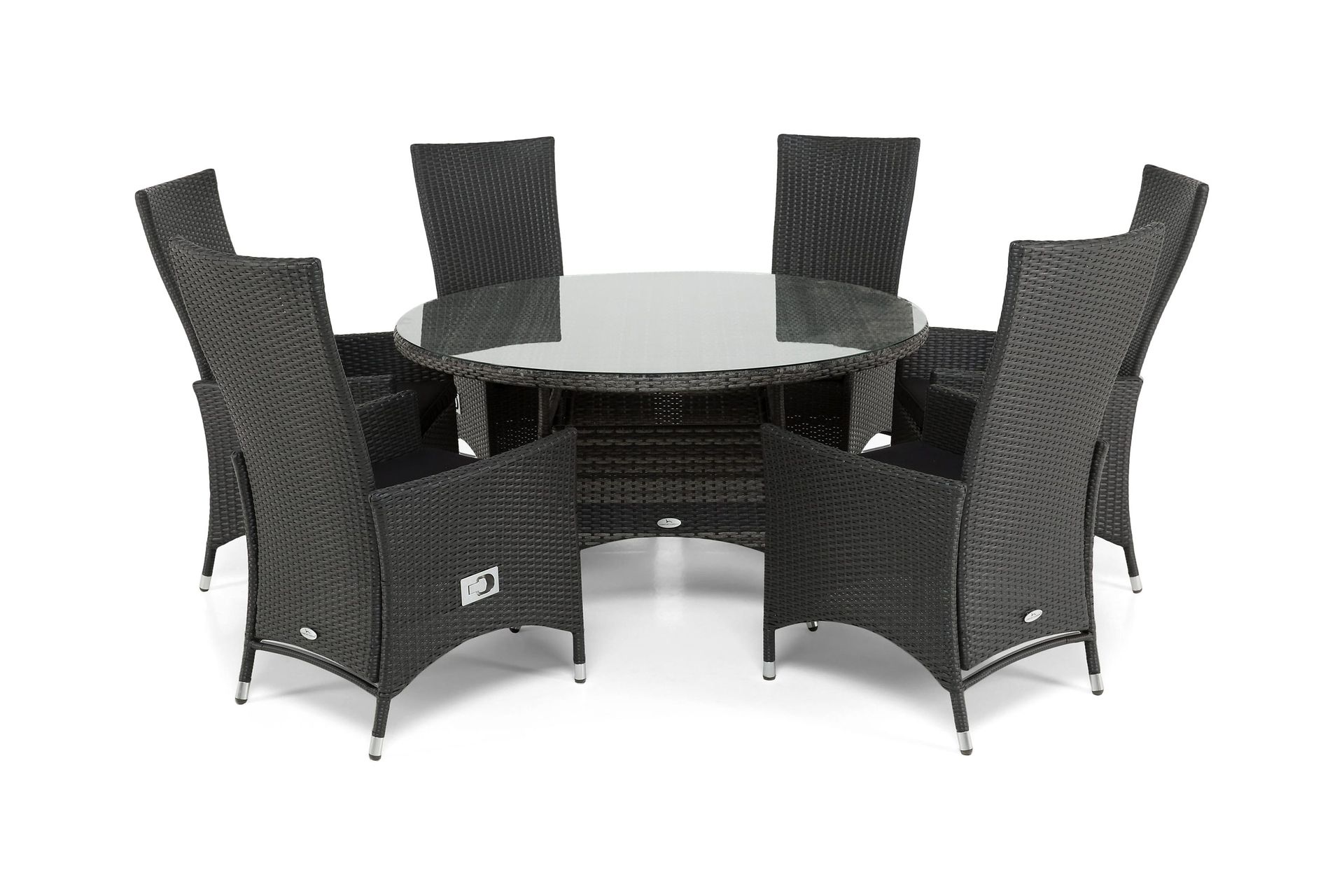 thor matgrupp ø140 + 6 jenny ställbar fåtölj - grå/svart