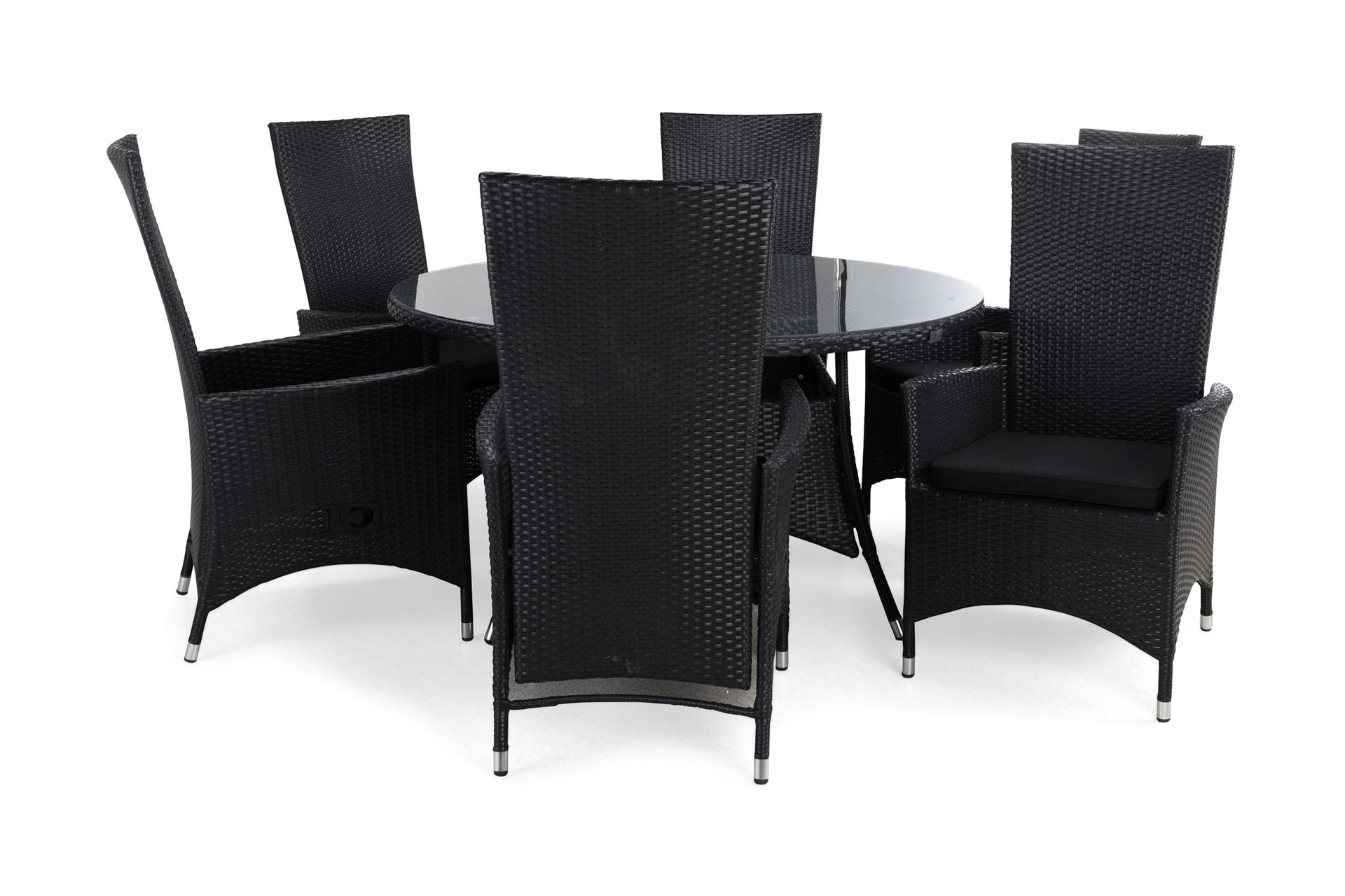 Thor Matgrupp &Oslash;140 + 6 Jenny St&auml;llbar F&aring;t&ouml;lj m Dyna - Svart/Svart/Svart