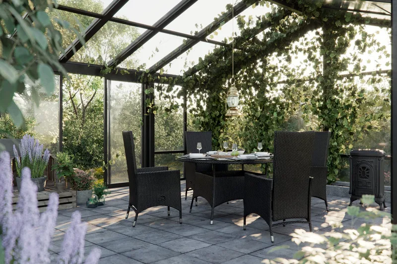 Thor Matgrupp Ø140 + 6 Jenny Ställbar Fåtölj - Svart - Utemöbler - Utegrupp - Matgrupper utomhus