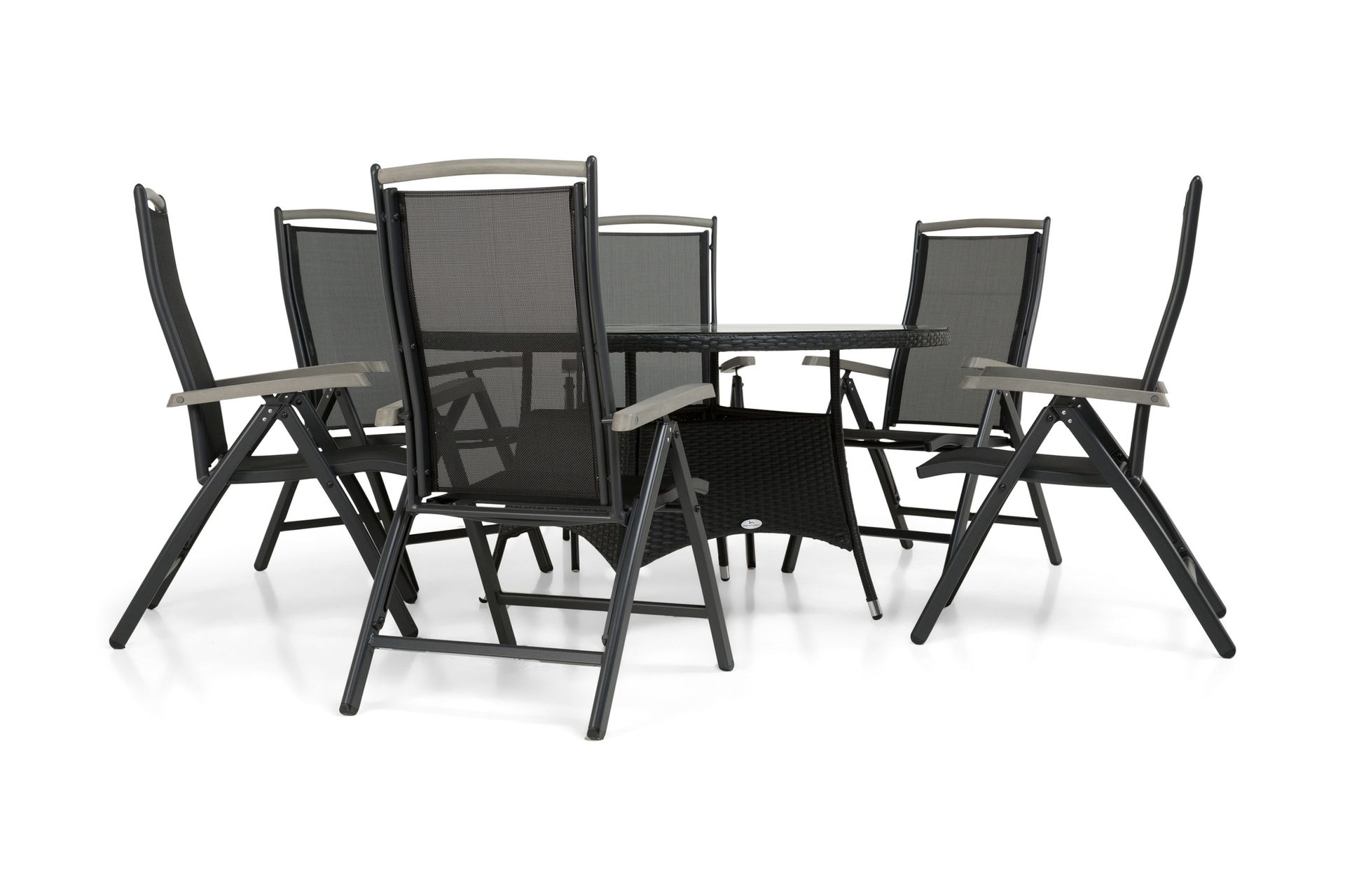 thor matgrupp ø140 + 6 monaco lyx positionsstol - svart/svart