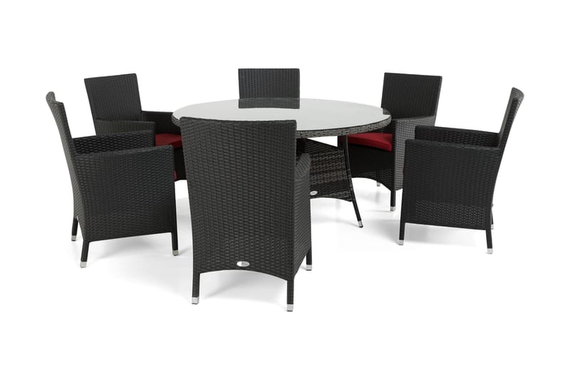 Thor Matgrupp Ø140 + 6 Thor Fåtölj - Grå/Svart - Utemöbler - Utegrupp - Matgrupper utomhus