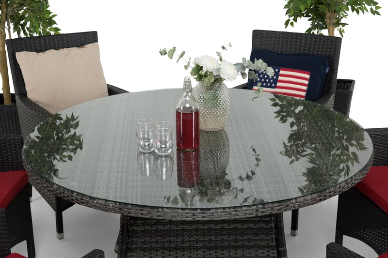 Thor Matgrupp Ø140 + 6 Thor Fåtölj - Grå/Svart - Utemöbler - Utegrupp - Matgrupper utomhus