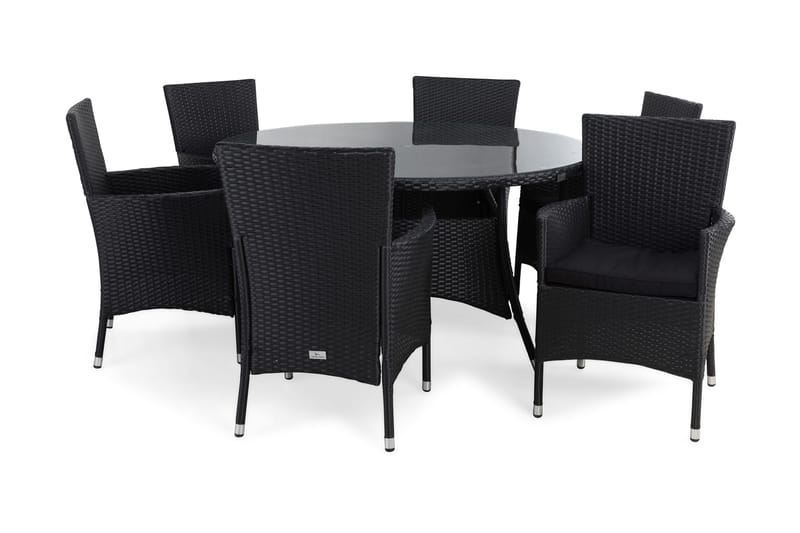 Thor Matgrupp Ø140 + 6 Thor Fåtölj m Dyna, Svart/Svart/Svart