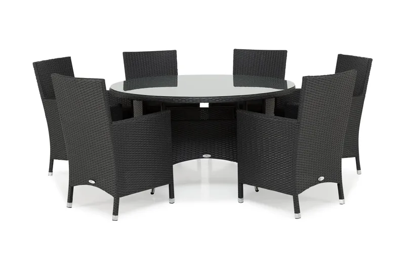 Thor Matgrupp Ø140 + 6 Thor Fåtölj - Svart - Utemöbler - Utegrupp - Matgrupper utomhus