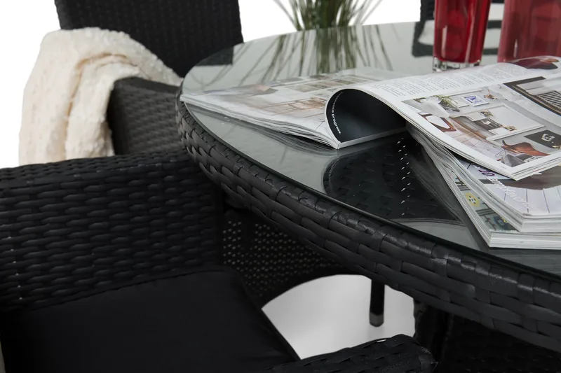 Thor Matgrupp Ø140 + 6 Thor Fåtölj - Svart - Utemöbler - Utegrupp - Matgrupper utomhus